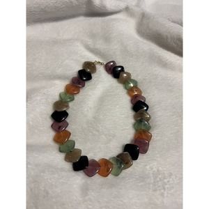 Vtg Avon Multi Color Acrylic “Polished Spectrum” Square Beaded Necklace 21"
